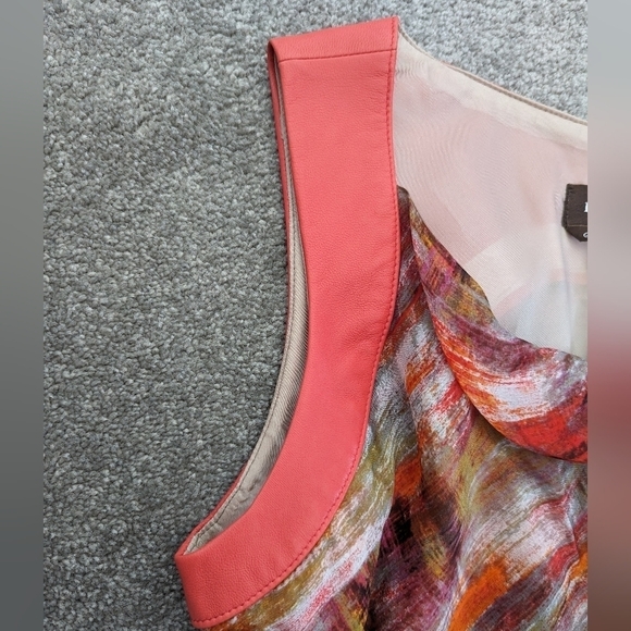 DANIER leather and silk multicolor maxi mermaid dress size 12 - Picture 3 of 12